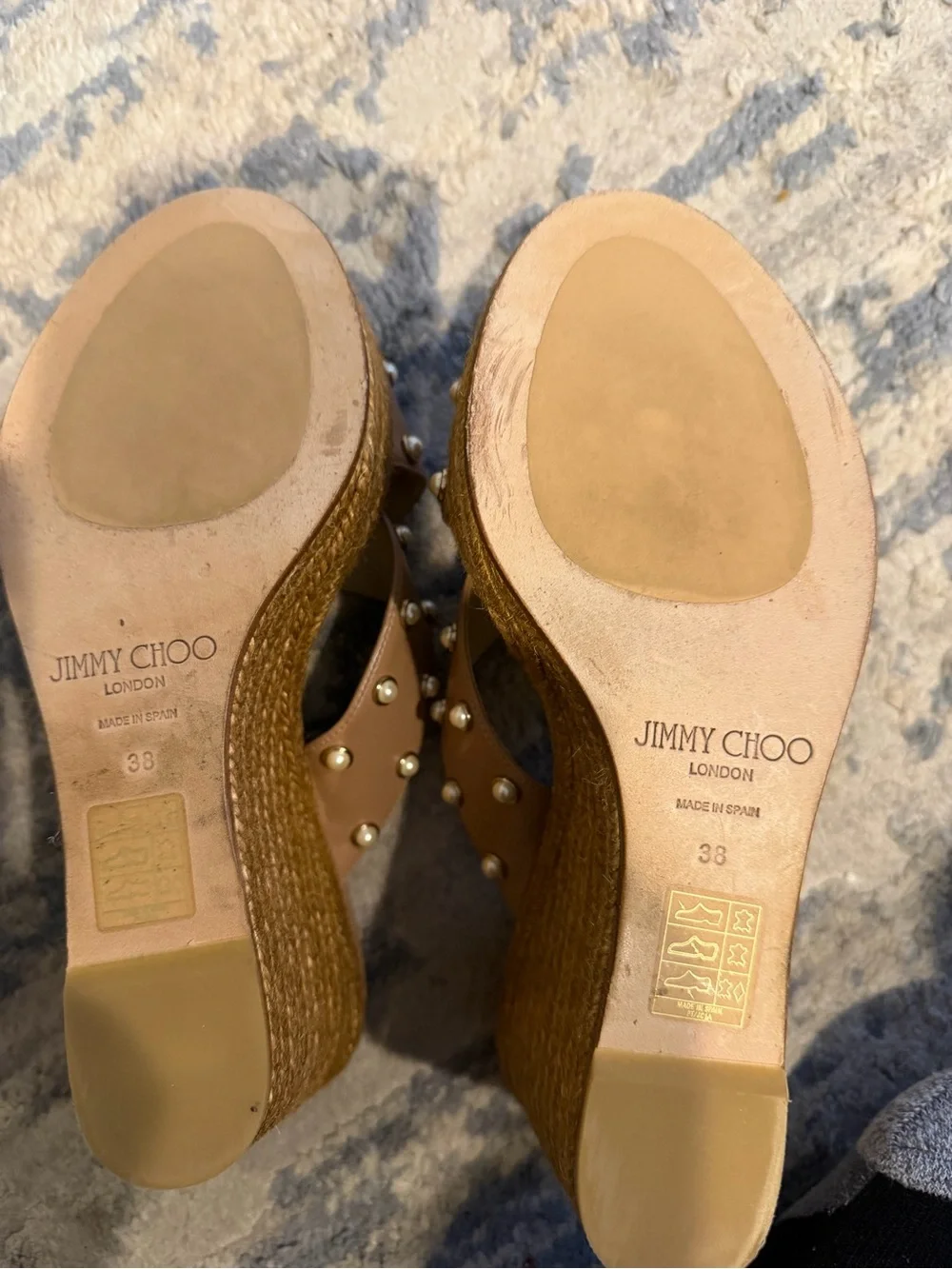 Jimmy Choo Blush Pink Studded Leather Mules